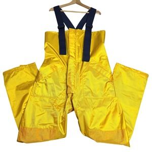 VTG High Seas Foul Weather Gear Bib Overalls Men L Lined Yellow Fish Japan 80s